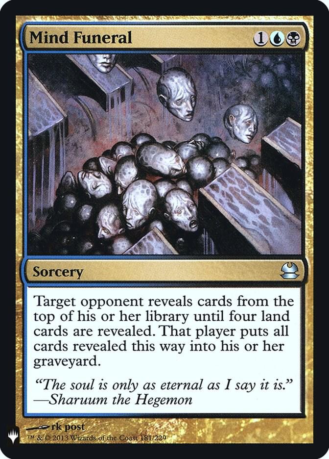 Mind Funeral 181 card from The List Reprints