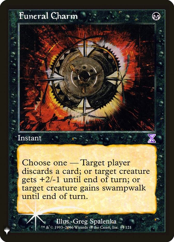 Funeral Charm 44 card from The List Reprints