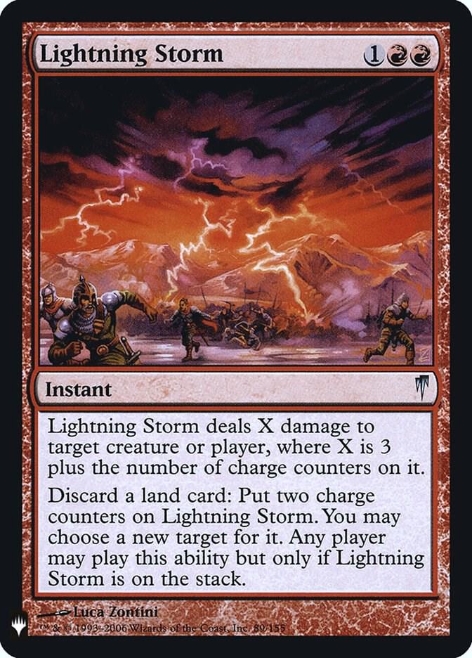 Lightning Storm 89 card from The List Reprints