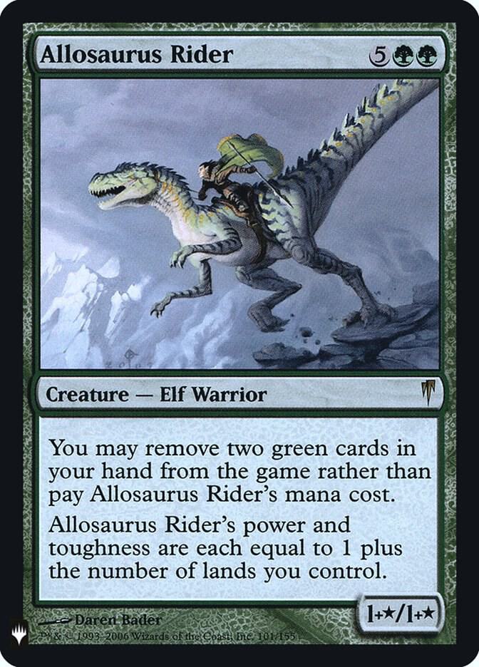Allosaurus Rider 101 card from The List Reprints