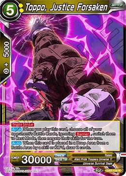 Toppo, Justice Forsaken DB2-124 card from Draft Box 05 - Divine Multiverse