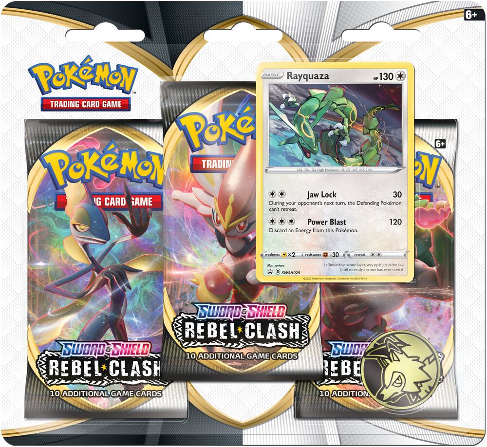 Rebel Clash 3 Pack Blister [Rayquaza] card from SWSH02: Rebel Clash