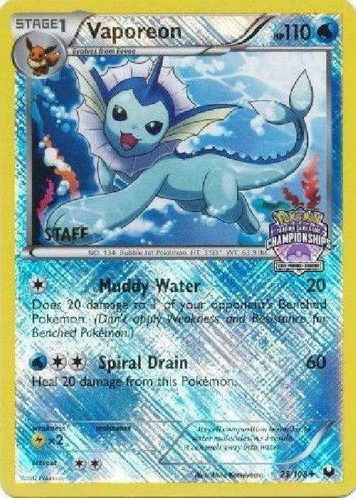 Vaporeon - 25/108 (State Championships) [Staff] 025/108 card from League & Championship Cards