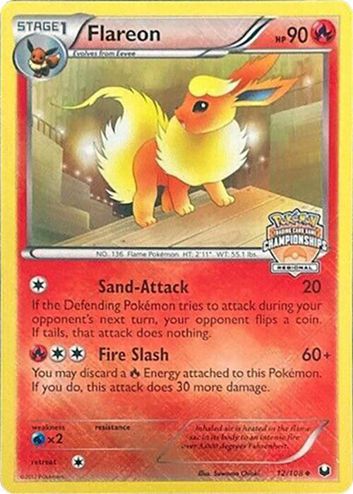 Flareon - 12/108 (Regional Championships) 012/108 card from League & Championship Cards