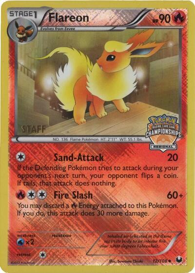 Flareon - 12/108 (Regional Championships) [Staff] 012/108 card from League & Championship Cards