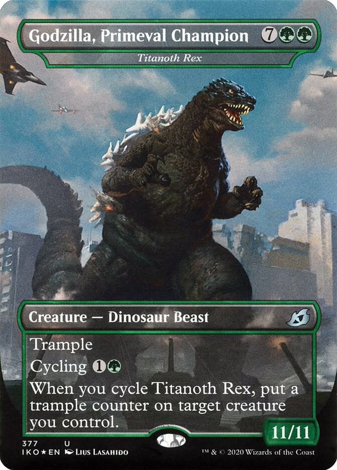 Godzilla, Primeval Champion - Titanoth Rex 377 card from Ikoria: Lair of Behemoths