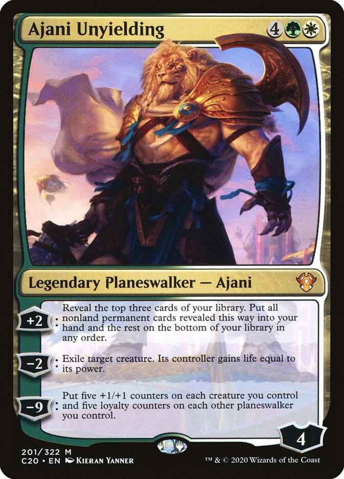 Ajani Unyielding 201 card from Commander 2020
