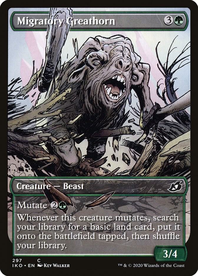 Migratory Greathorn (Showcase) 297 card from Ikoria: Lair of Behemoths