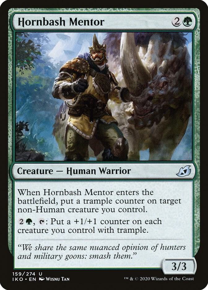 Hornbash Mentor 159 card from Ikoria: Lair of Behemoths