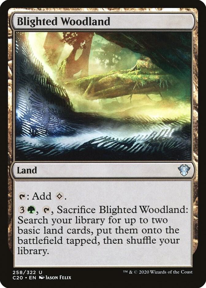 Blighted Woodland 258 card from Commander 2020