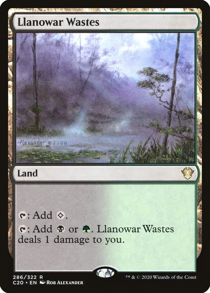 Llanowar Wastes 286 card from Commander 2020