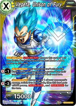 Vegeta, Unison of Fury EX12-02 card from Expansion Deck Box Set 12: Universe 11 Unison