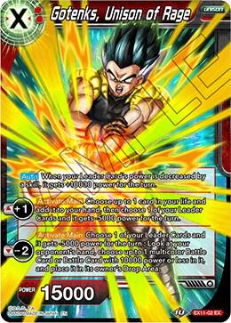 Gotenks, Unison of Rage EX11-02 card from Expansion Deck Box Set 11: Universe 7 Unison