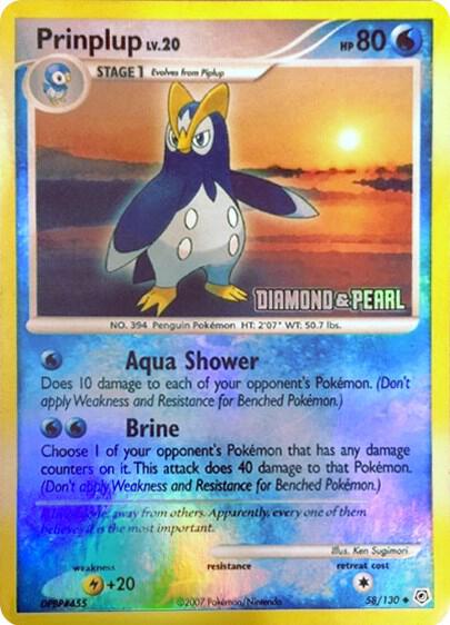 Prinplup - 58/130 [Diamond & Pearl] 058/130 card from Burger King Promos