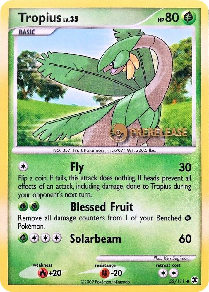 Tropius (Prerelease) 52/111 card from Nintendo Promos