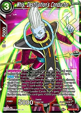 Whis, Destruction's Conductor EX11-03 card from Expansion Deck Box Set 11: Universe 7 Unison