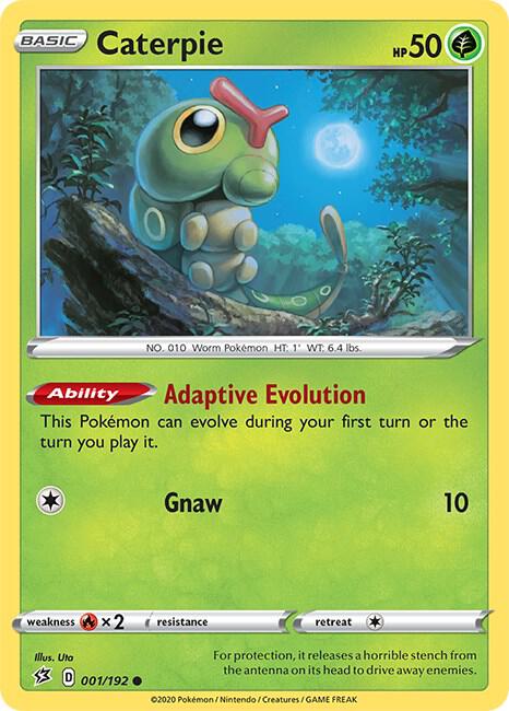 Caterpie 001/192 card from SWSH02: Rebel Clash