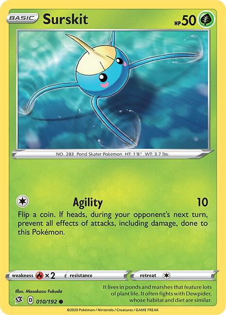 Surskit 010/192 card from SWSH02: Rebel Clash