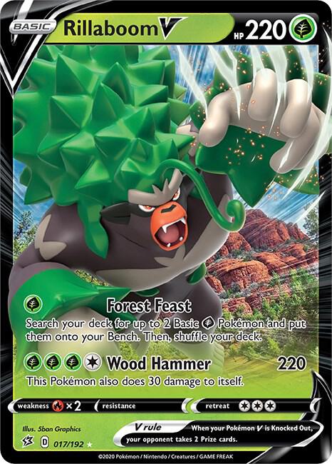 Rillaboom V 017/192 card from SWSH02: Rebel Clash