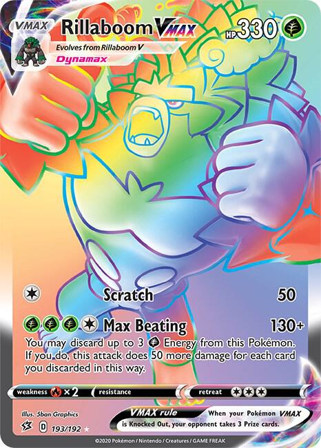 Rillaboom VMAX (Secret) 193/192 card from SWSH02: Rebel Clash