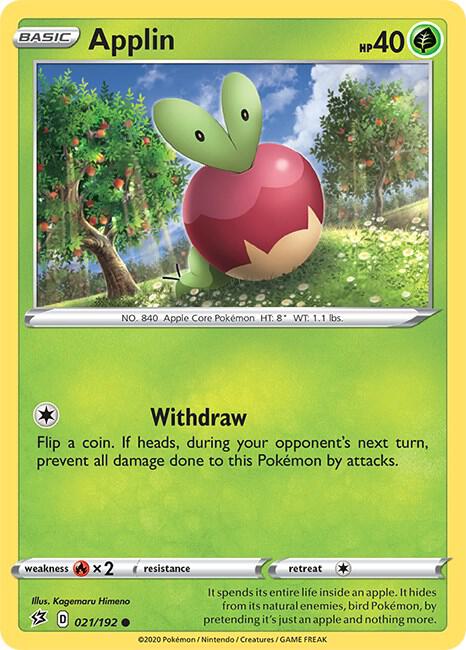 Applin (21) 021/192 card from SWSH02: Rebel Clash