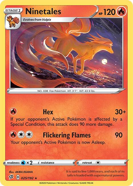 Ninetales 025/192 card from SWSH02: Rebel Clash