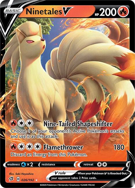 Ninetales V 026/192 card from SWSH02: Rebel Clash