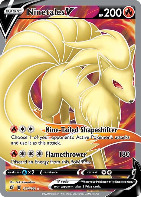 Ninetales V (Full Art) 177/192 card from SWSH02: Rebel Clash