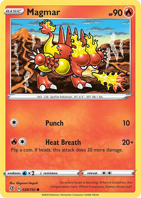 Magmar 029/192 card from SWSH02: Rebel Clash