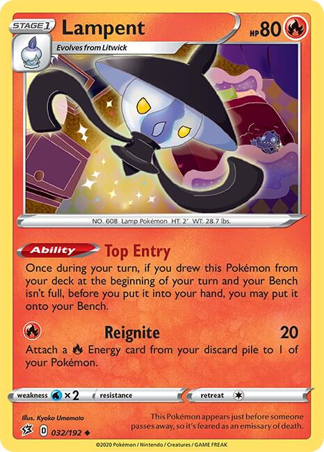 Lampent 032/192 card from SWSH02: Rebel Clash