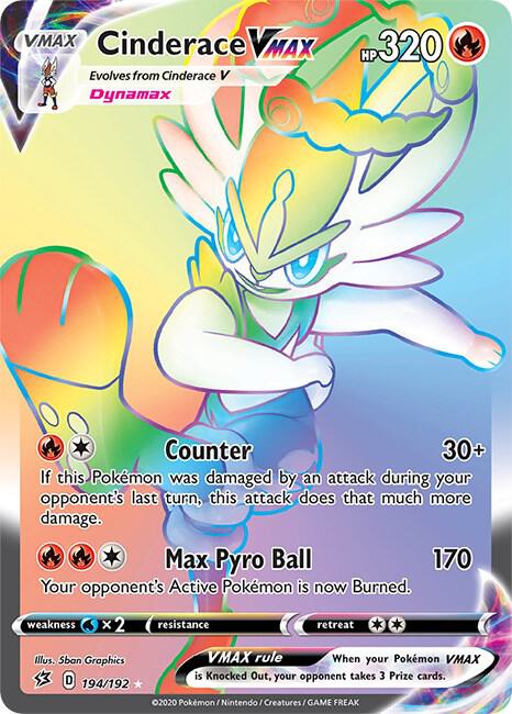 Cinderace VMAX (Secret) 194/192 card from SWSH02: Rebel Clash