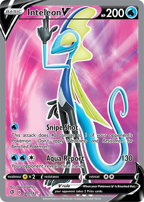 Inteleon V (Full Art) 180/192 card from SWSH02: Rebel Clash