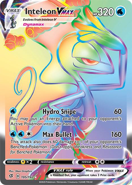 Inteleon VMAX (Secret) 195/192 card from SWSH02: Rebel Clash