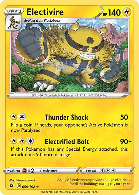 Electivire 059/192 card from SWSH02: Rebel Clash