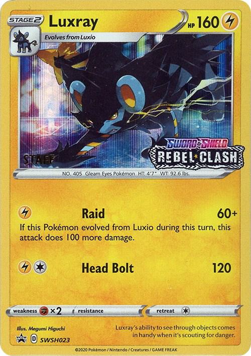 Luxray (Prerelease) [Staff] SWSH023 card from SWSH: Sword & Shield Promo Cards