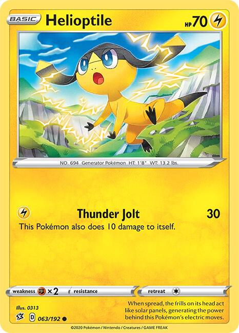 Helioptile 063/192 card from SWSH02: Rebel Clash