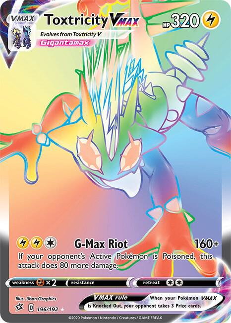 Toxtricity VMAX (Secret) 196/192 card from SWSH02: Rebel Clash