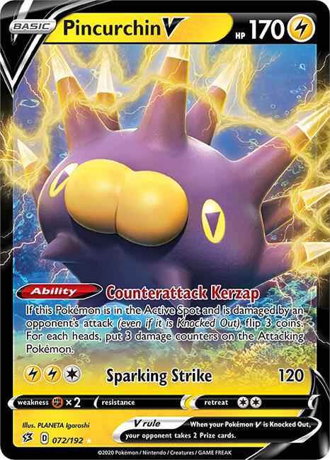 Pincurchin V 072/192 card from SWSH02: Rebel Clash