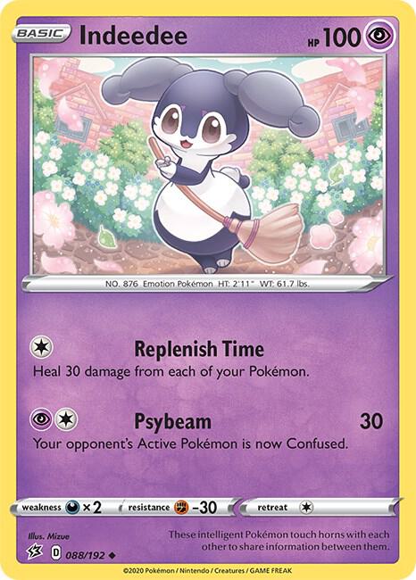 Indeedee 088/192 card from SWSH02: Rebel Clash
