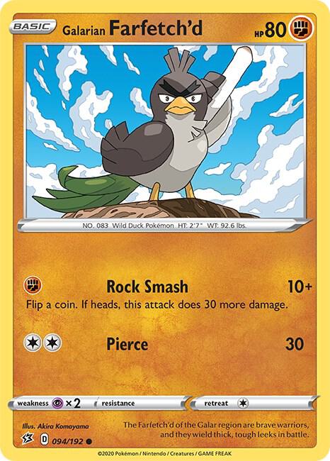 Galarian Farfetch'd 094/192 card from SWSH02: Rebel Clash