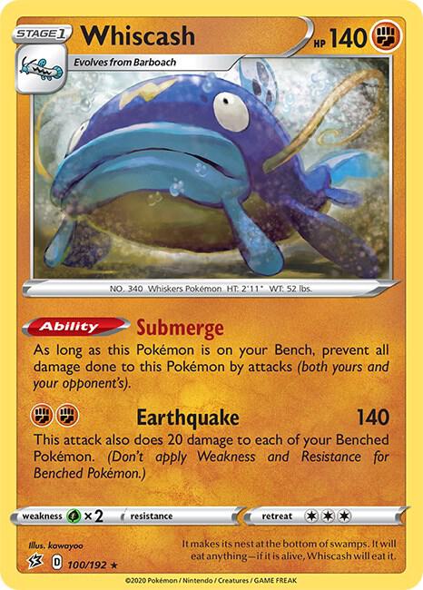 Whiscash 100/192 card from SWSH02: Rebel Clash