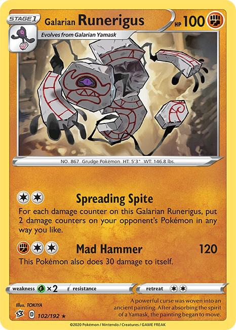 Galarian Runerigus 102/192 card from SWSH02: Rebel Clash