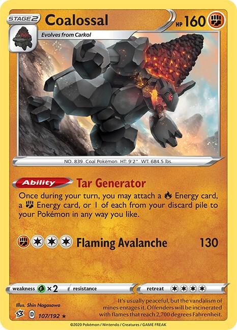 Coalossal 107/192 card from SWSH02: Rebel Clash