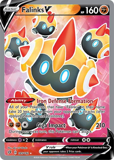 Falinks V (Full Art) 185/192 card from SWSH02: Rebel Clash