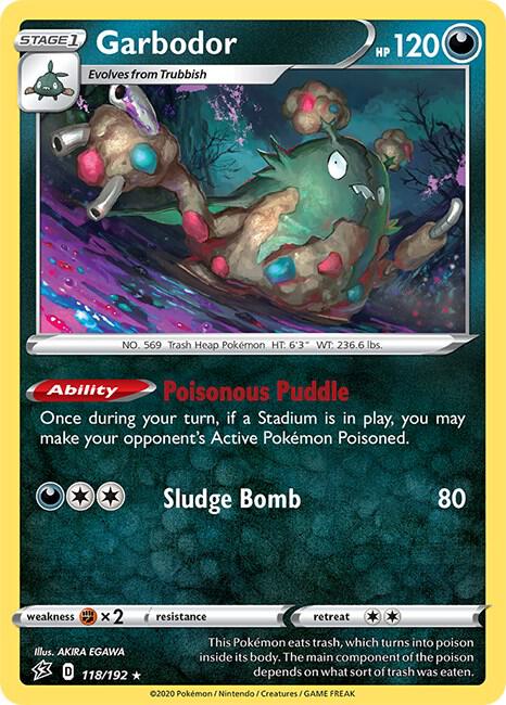 Garbodor 118/192 card from SWSH02: Rebel Clash