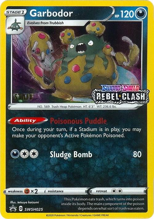 Garbodor (Prerelease) [Staff] SWSH025 card from SWSH: Sword & Shield Promo Cards