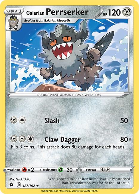 Galarian Perrserker 127/192 card from SWSH02: Rebel Clash