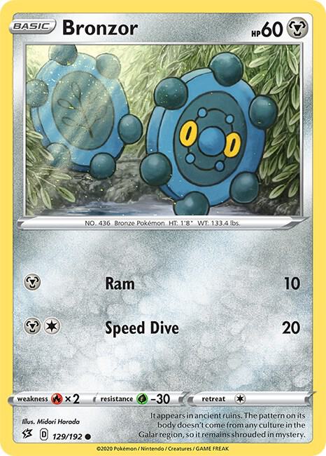 Bronzor 129/192 card from SWSH02: Rebel Clash
