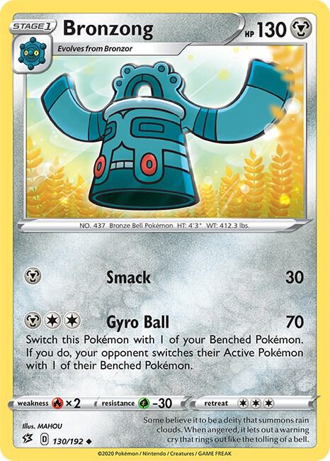 Bronzong 130/192 card from SWSH02: Rebel Clash