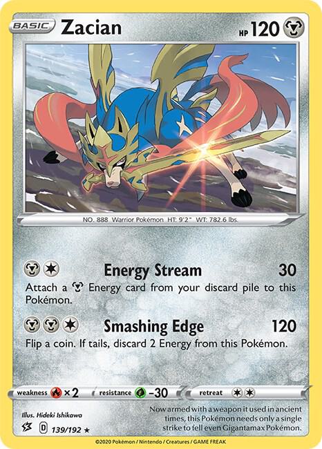 Zacian 139/192 card from SWSH02: Rebel Clash